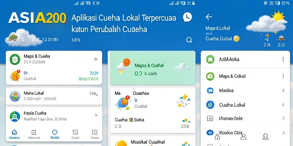 Antarmuka aplikasi cuaca lokal ASIA200 yang informatif dan interaktif.