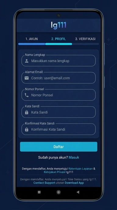 Tampilan halaman daftar lg111